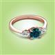 3 - Zelia 1.14 ctw Blue Diamond (6.00 mm) and Pear Shape Lab Grown Diamond Three Stone Engagement Ring 
