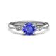 1 - Zelia 1.26 ctw Tanzanite (6.00 mm) and Pear Shape Lab Grown Diamond Three Stone Engagement Ring 