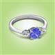 3 - Zelia 1.26 ctw Tanzanite (6.00 mm) and Pear Shape Lab Grown Diamond Three Stone Engagement Ring 