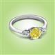 3 - Zelia 1.14 ctw Yellow Diamond (6.00 mm) and Pear Shape Lab Grown Diamond Three Stone Engagement Ring 