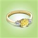 3 - Zelia 1.29 ctw Yellow Sapphire (6.00 mm) and Pear Shape Lab Grown Diamond Three Stone Engagement Ring 