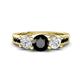 1 - Jamille 1.16 ctw Black Diamond (5.00 mm) accented Side Lab Grown Diamond Three Stone Engagement Ring 