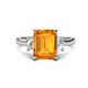 1 - Chaya 2.40 ctw Emerald shape Citrine (9x7 mm) Accented Cadillac shape Lab Grown Diamonds Three Stone Women Engagement Ring 