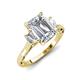 3 - Chand 2.24 ctw IGI Certified Emerald and Cadillac shape Lab Grown Diamond (8x6 mm) Three Stone Women Engagement Ring 