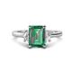 1 - Chand 2.19 ctw Emerald shape Created Alexandrite (8x6 mm) Accented Cadillac shape Lab Grown Diamonds Three Stone Women Engagement Ring 