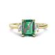 1 - Chand 2.19 ctw Emerald shape Created Alexandrite (8x6 mm) Accented Cadillac shape Lab Grown Diamonds Three Stone Women Engagement Ring 