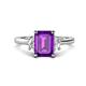 1 - Chand 1.69 ctw Emerald shape Amethyst (8x6 mm) Accented Cadillac shape Lab Grown Diamonds Three Stone Women Engagement Ring 