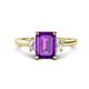 1 - Chand 1.69 ctw Emerald shape Amethyst (8x6 mm) Accented Cadillac shape Lab Grown Diamonds Three Stone Women Engagement Ring 