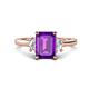 1 - Chand 1.69 ctw Emerald shape Amethyst (8x6 mm) Accented Cadillac shape Lab Grown Diamonds Three Stone Women Engagement Ring 