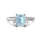 1 - Chand 1.64 ctw Emerald shape Aquamarine (8x6 mm) Accented Cadillac shape Lab Grown Diamonds Three Stone Women Engagement Ring 