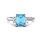 1 - Chand 2.24 ctw Emerald shape Blue Topaz (8x6 mm) Accented Cadillac shape Lab Grown Diamonds Three Stone Women Engagement Ring 