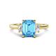 1 - Chand 2.24 ctw Emerald shape Blue Topaz (8x6 mm) Accented Cadillac shape Lab Grown Diamonds Three Stone Women Engagement Ring 