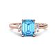 1 - Chand 2.24 ctw Emerald shape Blue Topaz (8x6 mm) Accented Cadillac shape Lab Grown Diamonds Three Stone Women Engagement Ring 