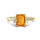 1 - Chand 1.74 ctw Emerald shape Citrine (8x6 mm) Accented Cadillac shape Lab Grown Diamonds Three Stone Women Engagement Ring 