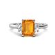 1 - Chand 1.74 ctw Emerald shape Citrine (8x6 mm) Accented Cadillac shape Lab Grown Diamonds Three Stone Women Engagement Ring 