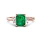 1 - Chand 1.54 ctw Emerald shape Emerald (8x6 mm) Accented Cadillac shape Lab Grown Diamonds Three Stone Women Engagement Ring 