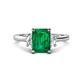 1 - Chand 1.54 ctw Emerald shape Emerald (8x6 mm) Accented Cadillac shape Lab Grown Diamonds Three Stone Women Engagement Ring 