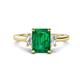 1 - Chand 1.54 ctw Emerald shape Emerald (8x6 mm) Accented Cadillac shape Lab Grown Diamonds Three Stone Women Engagement Ring 