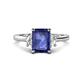 1 - Chand 1.64 ctw Emerald shape Iolite (8x6 mm) Accented Cadillac shape Lab Grown Diamonds Three Stone Women Engagement Ring 