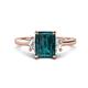 1 - Chand 2.24 ctw Emerald shape London Blue Topaz (8x6 mm) Accented Cadillac shape Lab Grown Diamonds Three Stone Women Engagement Ring 