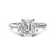 1 - Chand 1.69 ctw Emerald shape Moissanite (8x6 mm) Accented Cadillac shape Lab Grown Diamonds Three Stone Women Engagement Ring 