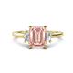 1 - Chand 1.64 ctw Emerald shape Morganite (8x6 mm) Accented Cadillac shape Lab Grown Diamonds Three Stone Women Engagement Ring 