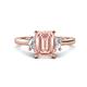 1 - Chand 1.64 ctw Emerald shape Morganite (8x6 mm) Accented Cadillac shape Lab Grown Diamonds Three Stone Women Engagement Ring 