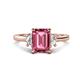 1 - Chand 1.89 ctw Emerald shape Pink Tourmaline (8x6 mm) Accented Cadillac shape Lab Grown Diamonds Three Stone Women Engagement Ring 