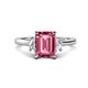 1 - Chand 1.89 ctw Emerald shape Pink Tourmaline (8x6 mm) Accented Cadillac shape Lab Grown Diamonds Three Stone Women Engagement Ring 