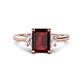 1 - Chand 2.19 ctw Emerald shape Red Garnet (8x6 mm) Accented Cadillac shape Lab Grown Diamonds Three Stone Women Engagement Ring 