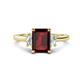 1 - Chand 2.19 ctw Emerald shape Red Garnet (8x6 mm) Accented Cadillac shape Lab Grown Diamonds Three Stone Women Engagement Ring 