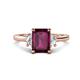 1 - Chand 2.24 ctw Emerald shape Rhodolite Garnet (8x6 mm) Accented Cadillac shape Lab Grown Diamonds Three Stone Women Engagement Ring 