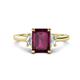 1 - Chand 2.24 ctw Emerald shape Rhodolite Garnet (8x6 mm) Accented Cadillac shape Lab Grown Diamonds Three Stone Women Engagement Ring 