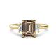 1 - Chand 1.94 ctw Emerald shape Smoky Quartz (8x6 mm) Accented Cadillac shape Lab Grown Diamonds Three Stone Women Engagement Ring 