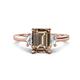 1 - Chand 1.94 ctw Emerald shape Smoky Quartz (8x6 mm) Accented Cadillac shape Lab Grown Diamonds Three Stone Women Engagement Ring 