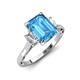 3 - Chand 2.24 ctw Emerald shape Blue Topaz (8x6 mm) Accented Cadillac shape Lab Grown Diamonds Three Stone Women Engagement Ring 