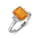 3 - Chand 1.74 ctw Emerald shape Citrine (8x6 mm) Accented Cadillac shape Lab Grown Diamonds Three Stone Women Engagement Ring 