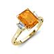 3 - Chand 1.74 ctw Emerald shape Citrine (8x6 mm) Accented Cadillac shape Lab Grown Diamonds Three Stone Women Engagement Ring 
