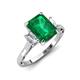 3 - Chand 1.54 ctw Emerald shape Emerald (8x6 mm) Accented Cadillac shape Lab Grown Diamonds Three Stone Women Engagement Ring 