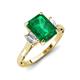 3 - Chand 1.54 ctw Emerald shape Emerald (8x6 mm) Accented Cadillac shape Lab Grown Diamonds Three Stone Women Engagement Ring 