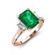 3 - Chand 1.54 ctw Emerald shape Emerald (8x6 mm) Accented Cadillac shape Lab Grown Diamonds Three Stone Women Engagement Ring 