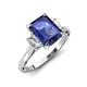 3 - Chand 1.64 ctw Emerald shape Iolite (8x6 mm) Accented Cadillac shape Lab Grown Diamonds Three Stone Women Engagement Ring 