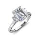 3 - Chand 1.69 ctw Emerald shape Moissanite (8x6 mm) Accented Cadillac shape Lab Grown Diamonds Three Stone Women Engagement Ring 