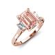 3 - Chand 1.64 ctw Emerald shape Morganite (8x6 mm) Accented Cadillac shape Lab Grown Diamonds Three Stone Women Engagement Ring 
