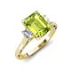 3 - Chand 1.94 ctw Emerald shape Peridot (8x6 mm) Accented Cadillac shape Lab Grown Diamonds Three Stone Women Engagement Ring 