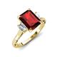 3 - Chand 2.19 ctw Emerald shape Red Garnet (8x6 mm) Accented Cadillac shape Lab Grown Diamonds Three Stone Women Engagement Ring 