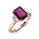 3 - Chand 2.24 ctw Emerald shape Rhodolite Garnet (8x6 mm) Accented Cadillac shape Lab Grown Diamonds Three Stone Women Engagement Ring 