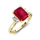 3 - Chand 1.74 ctw Emerald shape Ruby (8x6 mm) Accented Cadillac shape Lab Grown Diamonds Three Stone Women Engagement Ring 