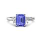 1 - Chand 1.94 ctw Emerald shape Tanzanite (8x6 mm) Accented Cadillac shape Lab Grown Diamonds Three Stone Women Engagement Ring 