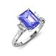 3 - Chand 1.94 ctw Emerald shape Tanzanite (8x6 mm) Accented Cadillac shape Lab Grown Diamonds Three Stone Women Engagement Ring 